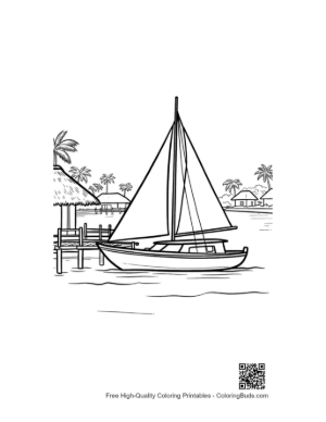 Thumbnail: Easy Sailboat to Color Printable