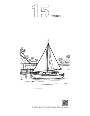 Thumbnail: Easy Sailboat to Color Printable Outline Number 15
