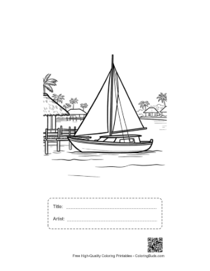 Thumbnail: Easy Sailboat to Color Printable with Title and Artist Box