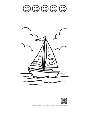 Thumbnail: Free Sailboat Coloring Page Printable and 5 Happy Face Outline