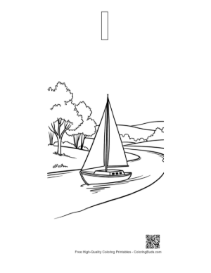 Thumbnail: Free Sailboat Coloring Page Printable Outline Alphabet I