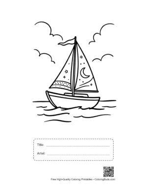 Thumbnail: Free Sailboat Coloring Page Printable with Title and Artist Box