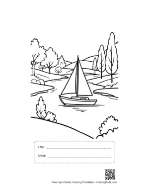 Thumbnail: Free Sailboat Coloring Page Printable with Title and Artist Box