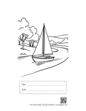 Thumbnail: Free Sailboat Coloring Page Printable with Title and Artist Box