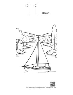 Thumbnail: Peaceful Sailing Trip on a Wide Countryside River Printable Outline Number 11