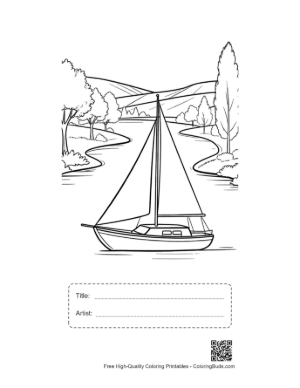 Thumbnail: Peaceful Sailing Trip on a Wide Countryside River Printable with Title and Artist Box