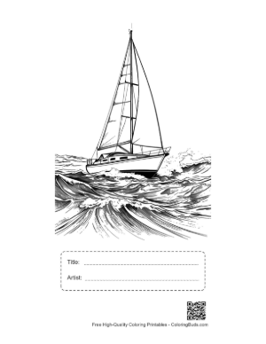 Thumbnail: Sailboat Battling Stormy Seas Printable with Title and Artist Box