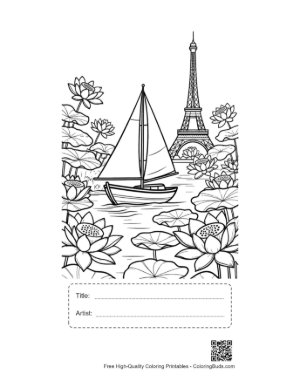 Thumbnail: Sailboat Coloring Sheet Printable with Title and Artist Box