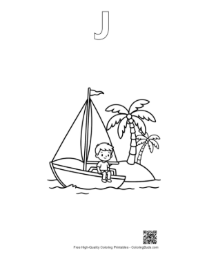 Thumbnail: Sailboat for Kids Printable Outline Alphabet J