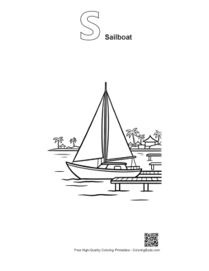 Thumbnail: Sailboat for Kids Printable Outline Alphabet S Sailboat