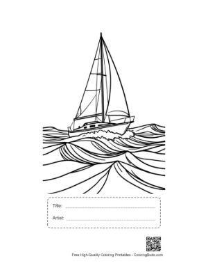Thumbnail: Sailboat Gliding Through Ocean Waves Printable with Title and Artist Box