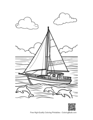 Thumbnail: Sailboat Passing by a Small Tropical Desert Island Printable