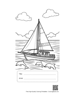 Thumbnail: Sailboat Passing by a Small Tropical Desert Island Printable with Title and Artist Box