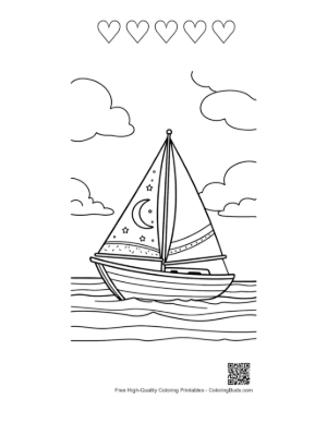 Thumbnail: Sailboat Printable and 5 Heart Outline