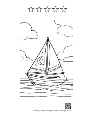 Thumbnail: Sailboat Printable and 5 Star Outline