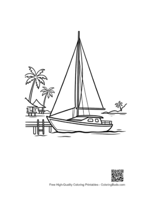 Thumbnail: Sailing into a Tropical Bay with Wooden Docks Printable