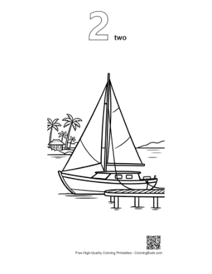 Thumbnail: Yacht Docked at a Wooden Pier on the Coast Printable Outline Number 2