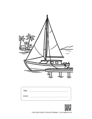 Thumbnail: Yacht Docked at a Wooden Pier on the Coast Printable with Title and Artist Box