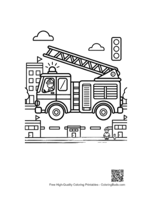 Thumbnail: Classic Fire Truck Parked in a Downtown Urban Area Printable