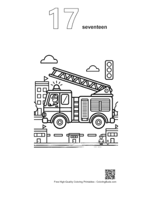 Thumbnail: Classic Fire Truck Parked in a Downtown Urban Area Printable Outline Number 17