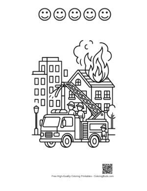 Thumbnail: Cute Fire Engine Printable and 5 Happy Face Outline