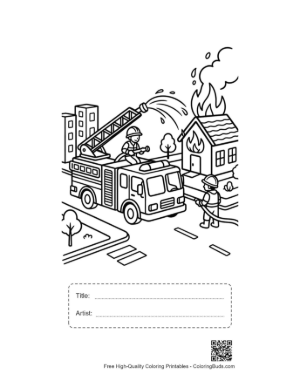Thumbnail: Download Fire Engine Coloring Page Printable with Title and Artist Box