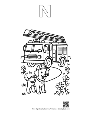 Thumbnail: Easy Fire Engine for Kids Printable Outline Alphabet N