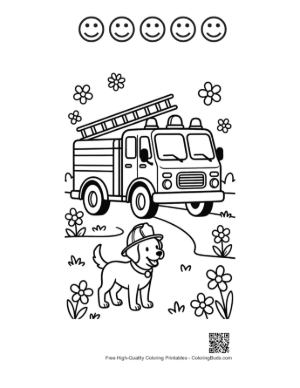 Thumbnail: Fire Engine Printable and 5 Happy Face Outline