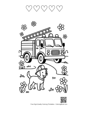 Thumbnail: Fire Engine Printable and 5 Heart Outline