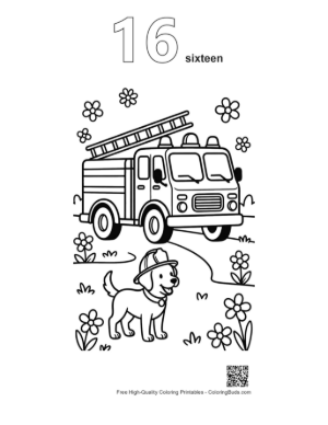 Thumbnail: Fire Engine Printable Outline Number 16
