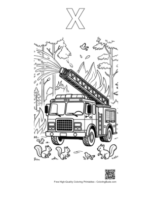 Thumbnail: Free Fire Engine Printable Outline Alphabet X