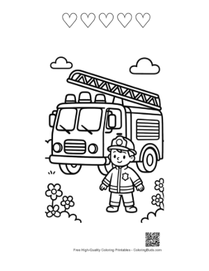 Thumbnail: Free Fire Engine to Color Printable and 5 Heart Outline