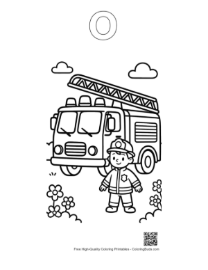 Thumbnail: Free Fire Engine to Color Printable Outline Alphabet O