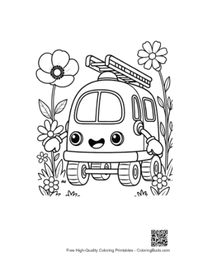 Thumbnail: Friendly Fire Engine Character Smiling for Kids Printable