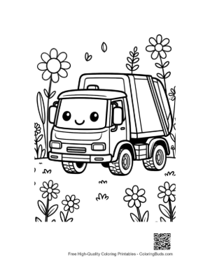 Thumbnail: Cute Recycling Truck Character for Preschool Coloring Printable