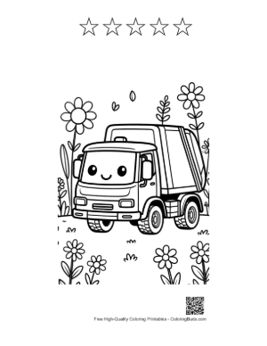 Thumbnail: Cute Recycling Truck Character for Preschool Coloring Printable and 5 Star Outline