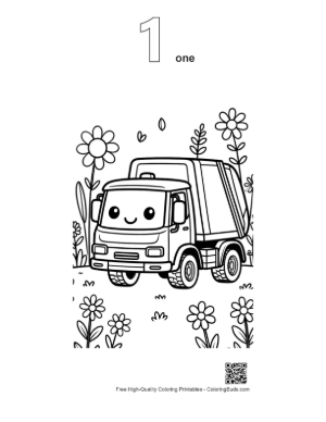 Thumbnail: Cute Recycling Truck Character for Preschool Coloring Printable Outline Number 1