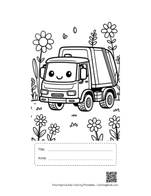 Thumbnail: Cute Recycling Truck Character for Preschool Coloring Printable with Title and Artist Box