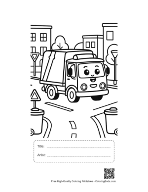 Thumbnail: Download Recycling Truck to Color Printable with Title and Artist Box