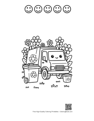 Thumbnail: Friendly Recycling Truck with a Recycling Bin Buddy Printable and 5 Happy Face Outline