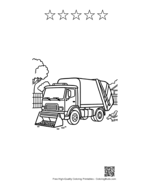 Thumbnail: Heavy Duty Recycling Truck on a City Route Printable and 5 Star Outline