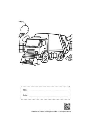 Thumbnail: Heavy Duty Recycling Truck on a City Route Printable with Title and Artist Box