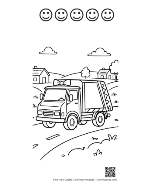 Thumbnail: Large Recycling Truck on a Winding Country Road Printable and 5 Happy Face Outline