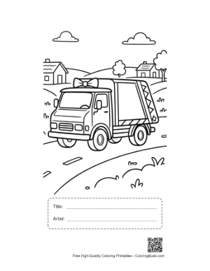 Thumbnail: Large Recycling Truck on a Winding Country Road Printable with Title and Artist Box