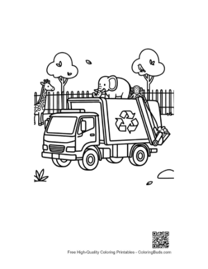 Thumbnail: Modern Recycling Truck in a Park Setting Printable