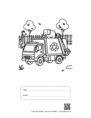 Thumbnail: Modern Recycling Truck in a Park Setting Printable with Title and Artist Box