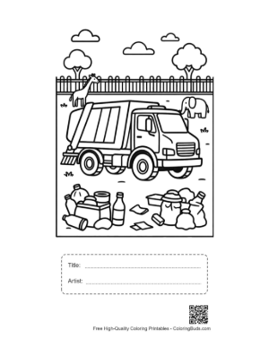 Thumbnail: Recycling Truck at a Full Community Waste Site Printable with Title and Artist Box