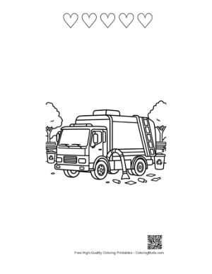 Thumbnail: Recycling Truck Coloring Page Printable and 5 Heart Outline
