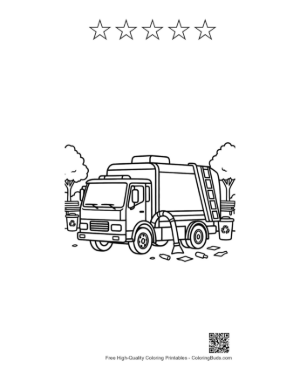 Thumbnail: Recycling Truck Coloring Page Printable and 5 Star Outline