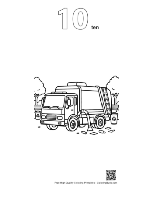 Thumbnail: Recycling Truck Coloring Page Printable Outline Number 10